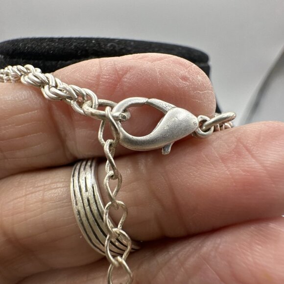 Set Necklace Earrings SilverTone Brass Tribal Geometric Cut Out Rope Chain 18”3” - Picture 11 of 14